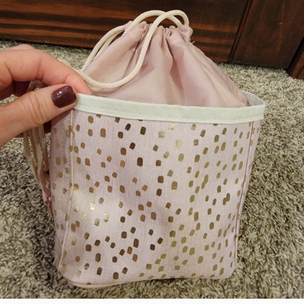 Thirty-One Drawstring Cinch Pink Gold Drawstring Bag